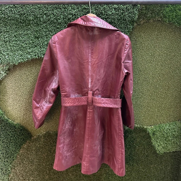 Vintage 1980s Cosa-Nova Long Red Leather Jacket Small - Picture 2 of 10